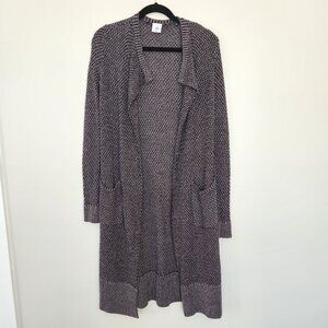 Cabi XXS Lara Duster Cardigan Style 3166 Gray Black Knit Long Sweater Pockets  -